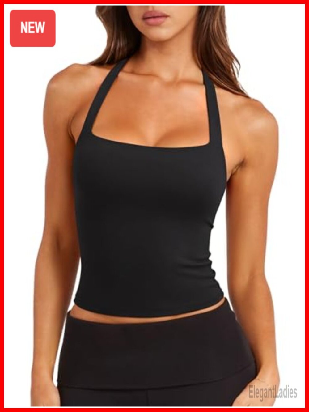 Women's Halter Sports Bra Sleeveless Workout Tank Top Slim Fit Built-in Bra